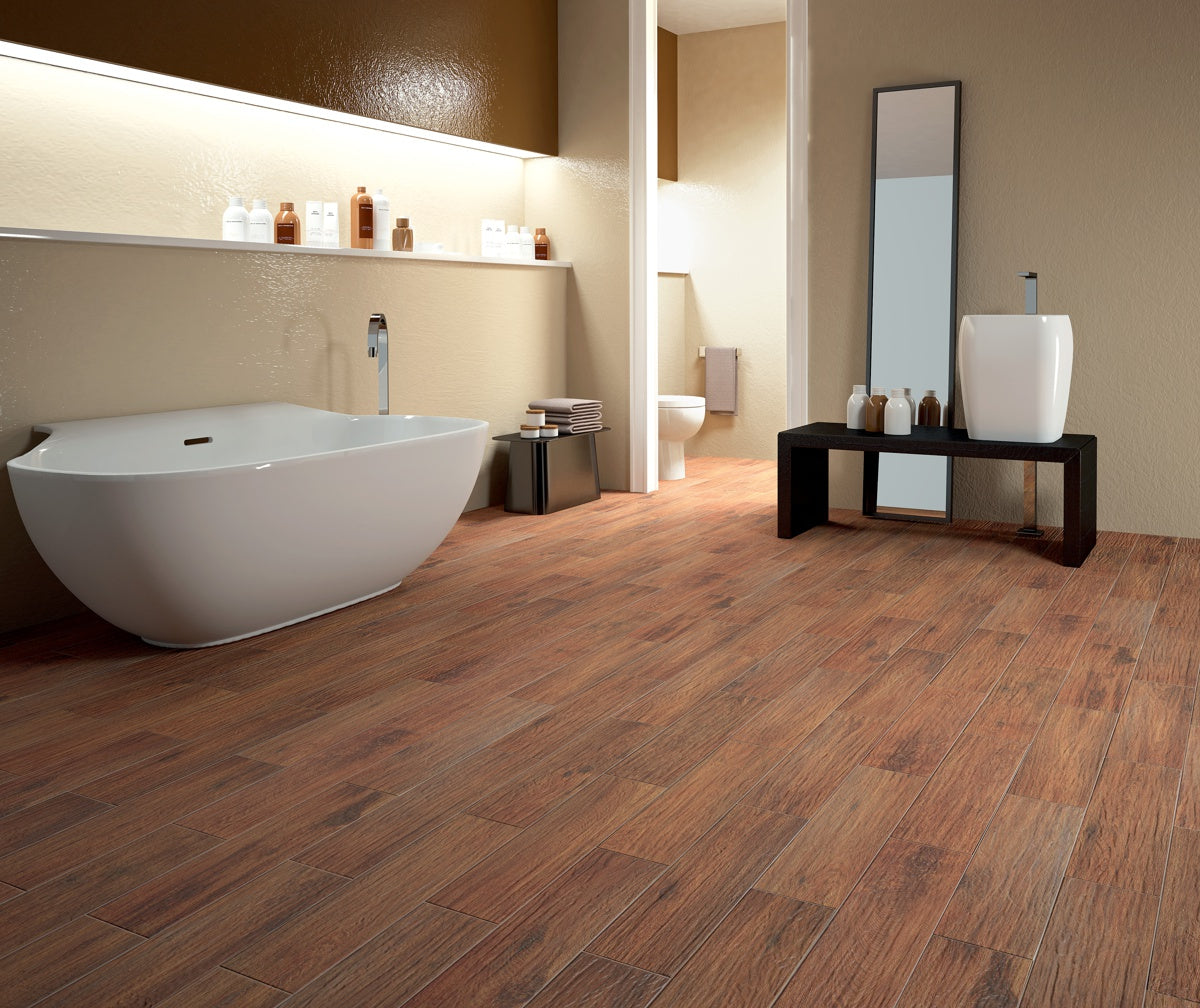 Florida Tile Home Collection Hickory Wood Beige 8 in. x 36 in. Porcelain Floor and Wall Tile (15.54 Sq. ft./Case)