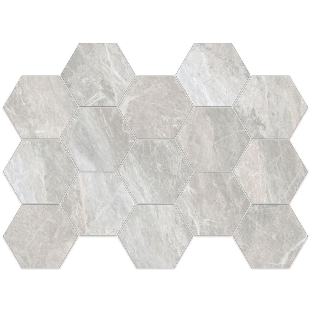 Happy Floors Bernini Hexagon 10" x 14" Porcelain Mosaic