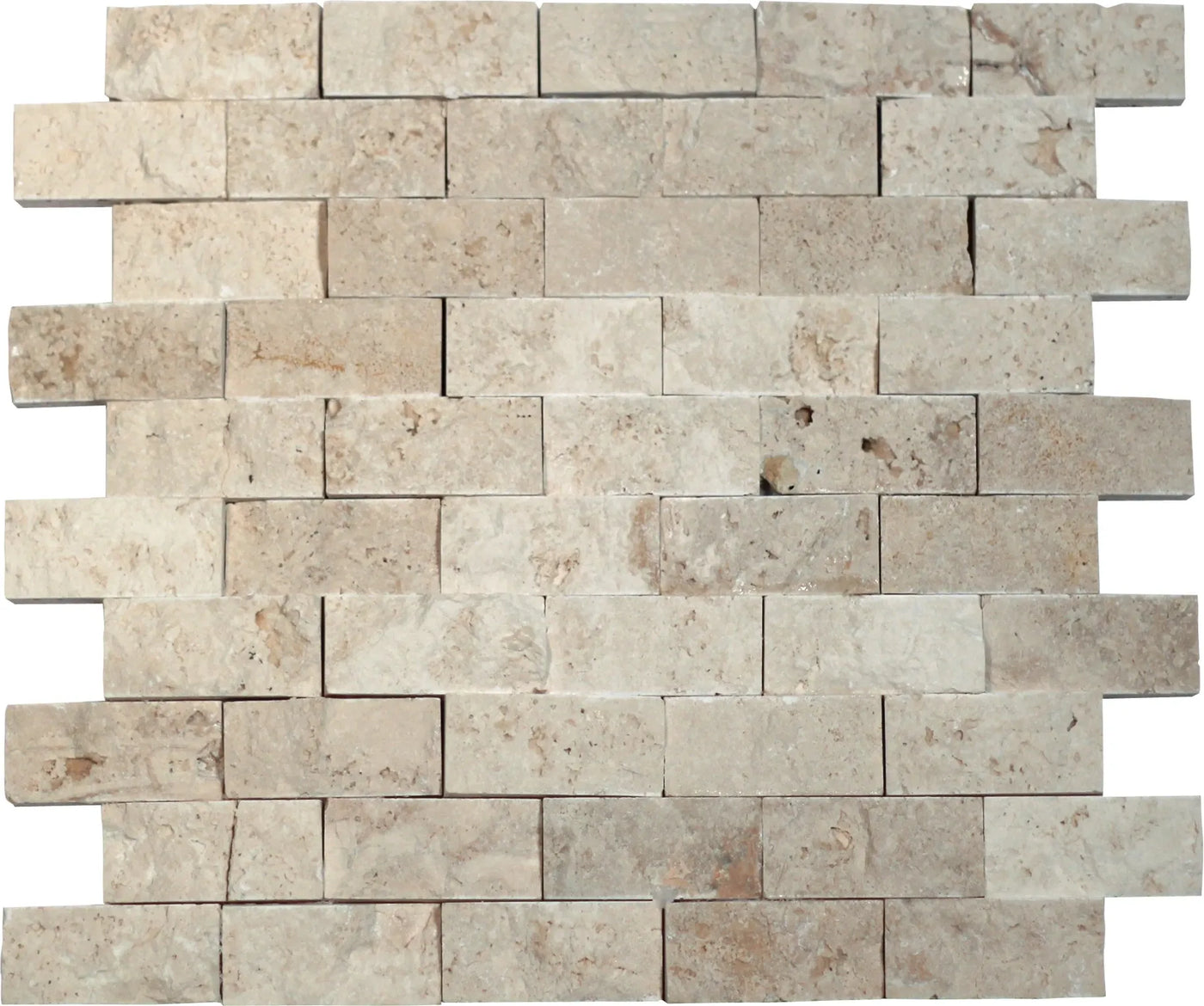 Aspire Stone Travertine 1 x 2 Split Face 12" x 12" Travertine Mosaic