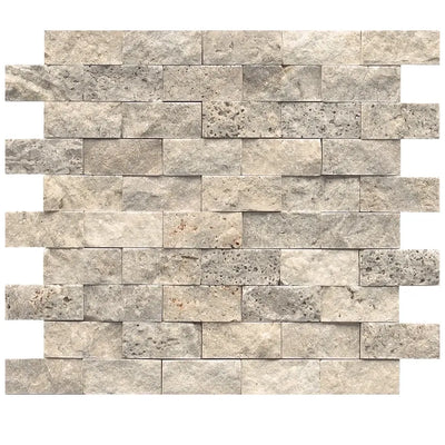 Aspire Stone Travertine 1 x 2 Split Face 12" x 12" Travertine Mosaic