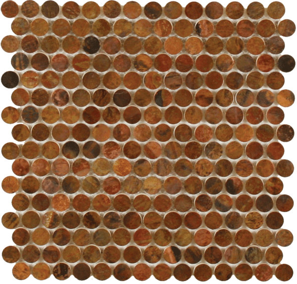 Maniscalco Perth Penny Round 12" x 12" Copper & Ceramic Mosaic