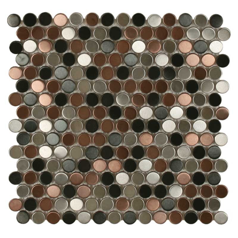 Maniscalco Perth Penny Round 12" x 12" Stainless Steel & Ceramic Mosaic