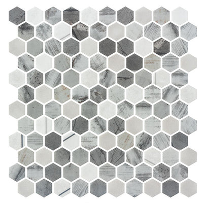Aragon Hills 1" Hex 11.5" x 11.81" Recycled Glass Mosaic