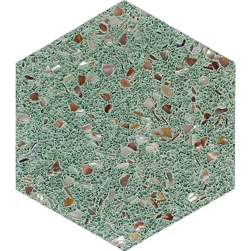 MIR Mosaic Aquaterra Hex 7.9" x 9" Shell & Terrazzo Tile