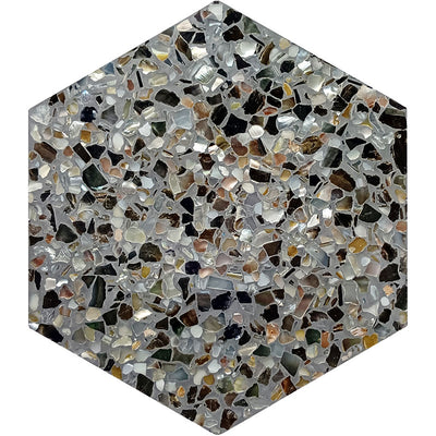 MIR Mosaic Aquaterra Hex 7.9" x 9" Shell & Terrazzo Tile