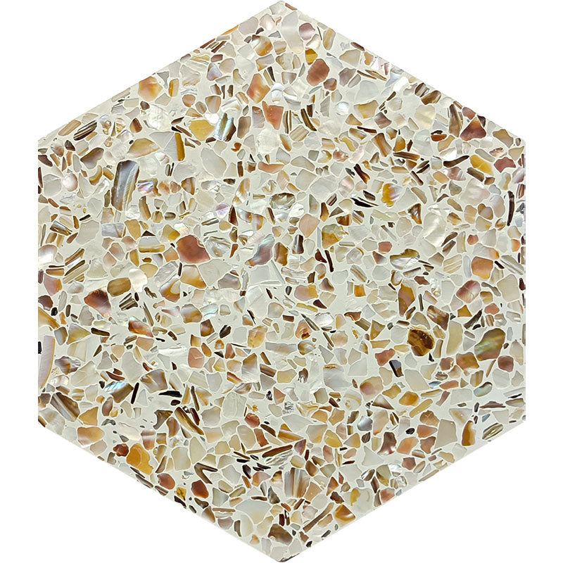 MIR Mosaic Aquaterra Hex 7.9" x 9" Shell & Terrazzo Tile