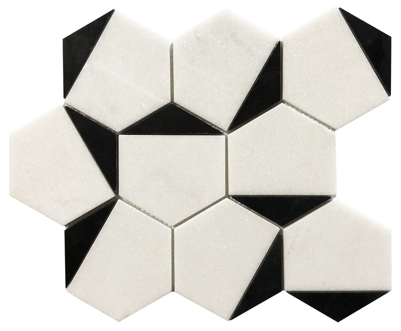 Ottimo Ceramics Arya Hexagon 12" x 12" Marble Mosaic