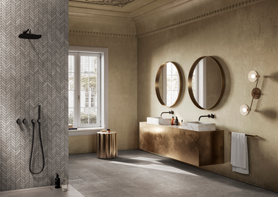 QDI Surfaces Absolute Slate Chevron 14.5" x 16" Porcelain Mosaic Black