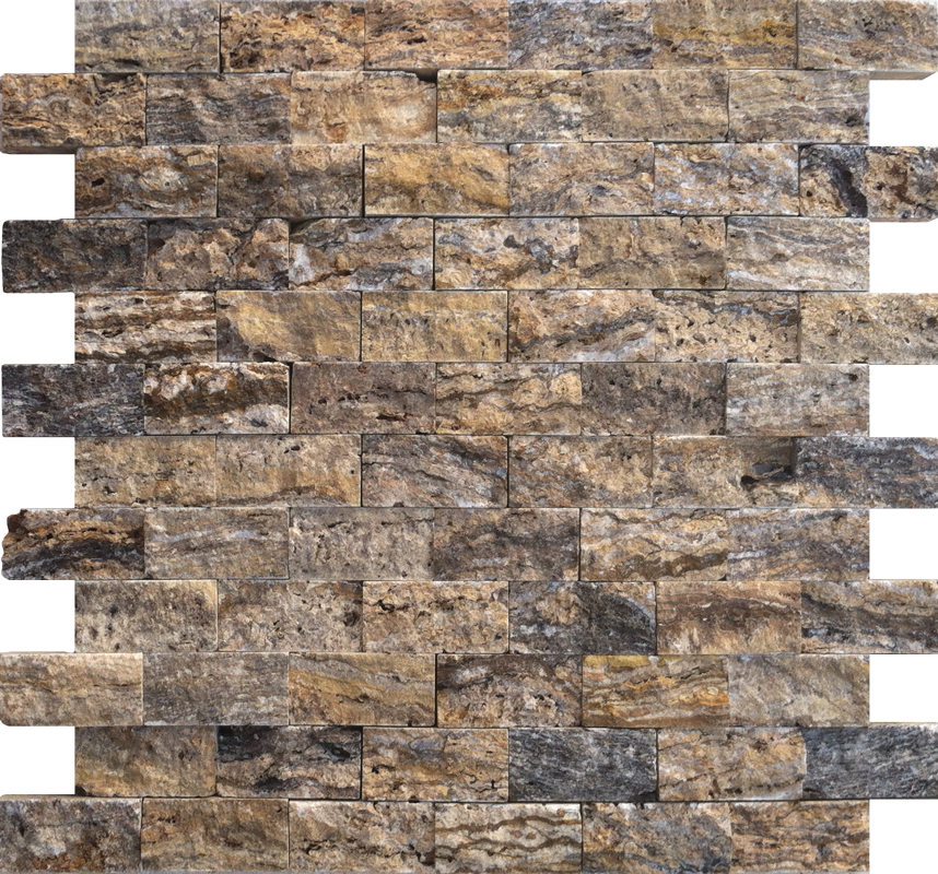 QDI Surfaces Alpine 1 x 2 12" x 12" Travertine Mosaic