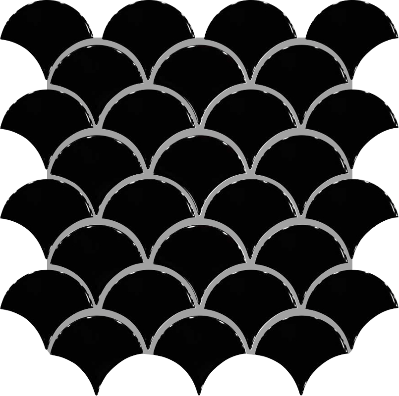 QDI Surfaces Fan 12" x 12" Porcelain Mosaic