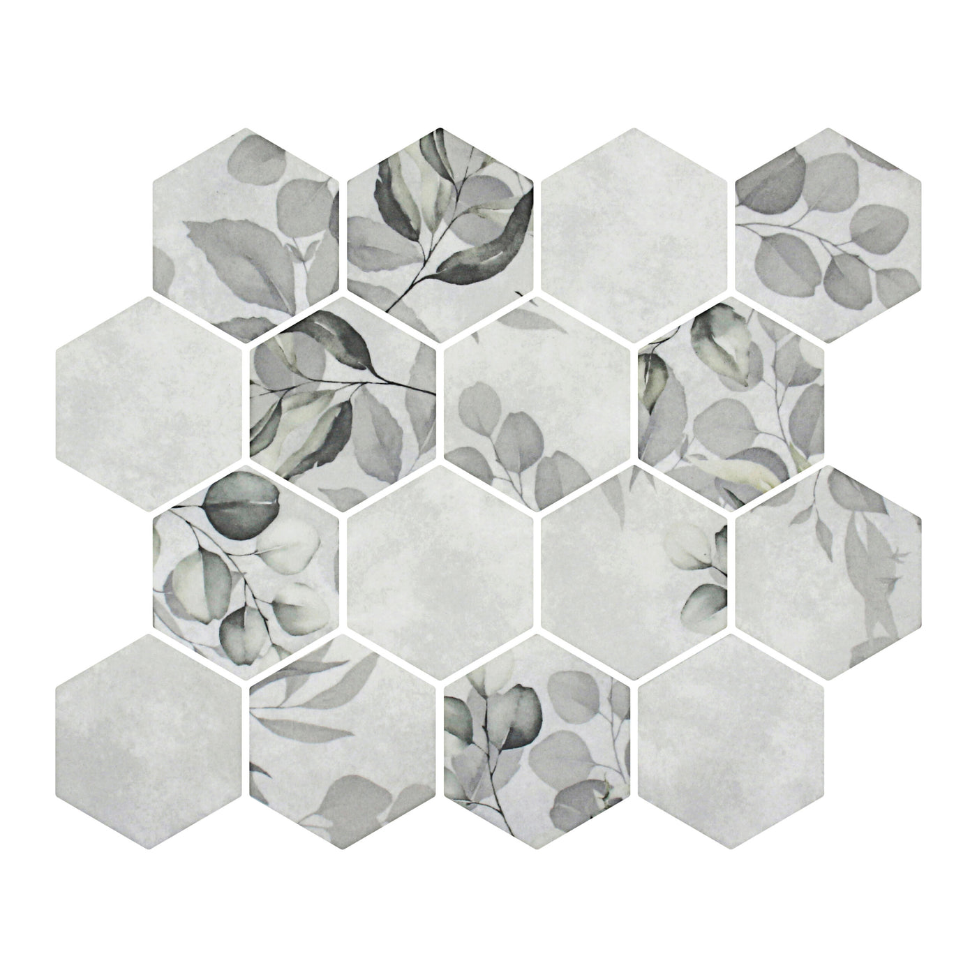 Lungarno Botanicals 3" Hexagon 10.2" x 11.73" Glass Mosaic