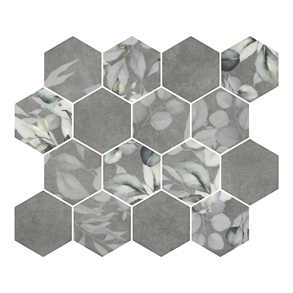 Lungarno Botanicals 3" Hexagon 10.2" x 11.73" Glass Mosaic