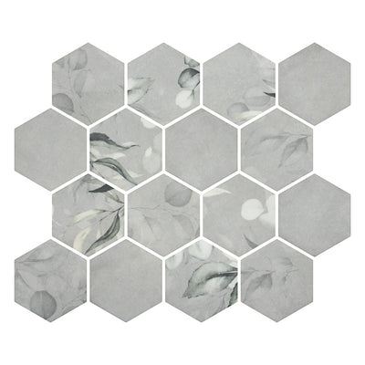 Lungarno Botanicals 3" Hexagon 10.2" x 11.73" Glass Mosaic