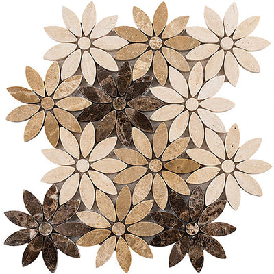 Bouquette Flower 9.5" x 11.5" Glass Mosaic