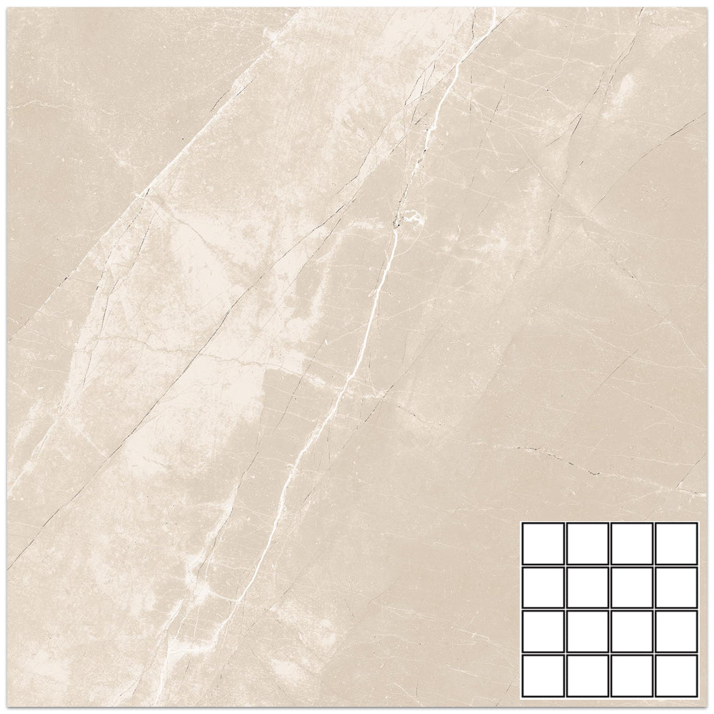 Tesoro Classic Marbles 3 x 3 12" x 12" Porcelain Mosaic