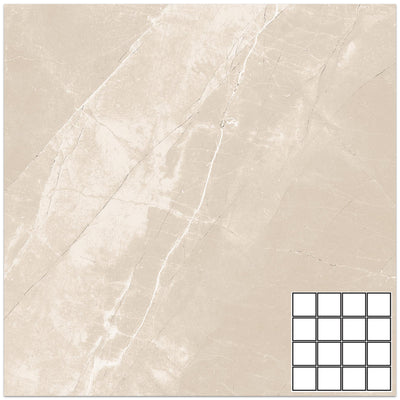 Tesoro Classic Marbles 3 x 3 12" x 12" Porcelain Mosaic