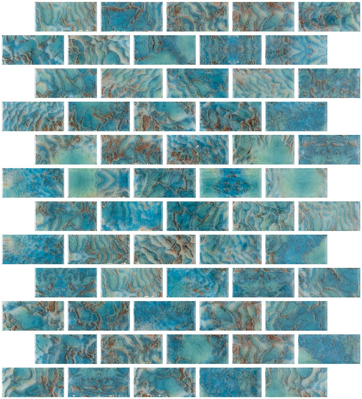 Tesoro Aquatica Vanguard 1 x 2 10" x 12.25" Glass Mosaic