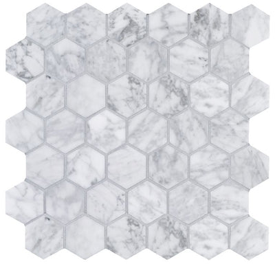 Arizona Tile Marble 2" x 2" Hexagon 12" x 12" Marble Mosaic