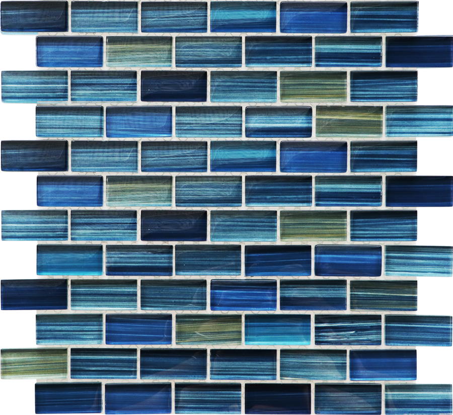 QDI Surfaces Brush 1 x 2 12" x 12" Glass Mosaic