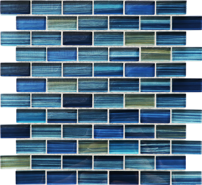 QDI Surfaces Brush 1 x 2 12" x 12" Glass Mosaic
