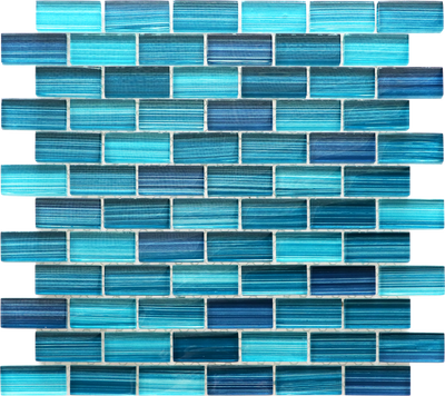 QDI Surfaces Brush 1 x 2 12" x 12" Glass Mosaic