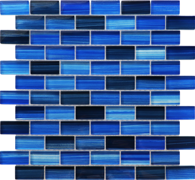 QDI Surfaces Brush 1 x 2 12" x 12" Glass Mosaic