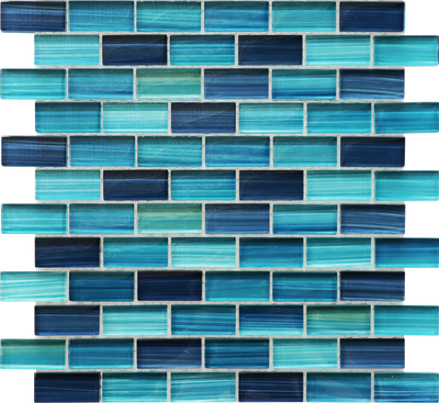 QDI Surfaces Brush 1 x 2 12" x 12" Glass Mosaic