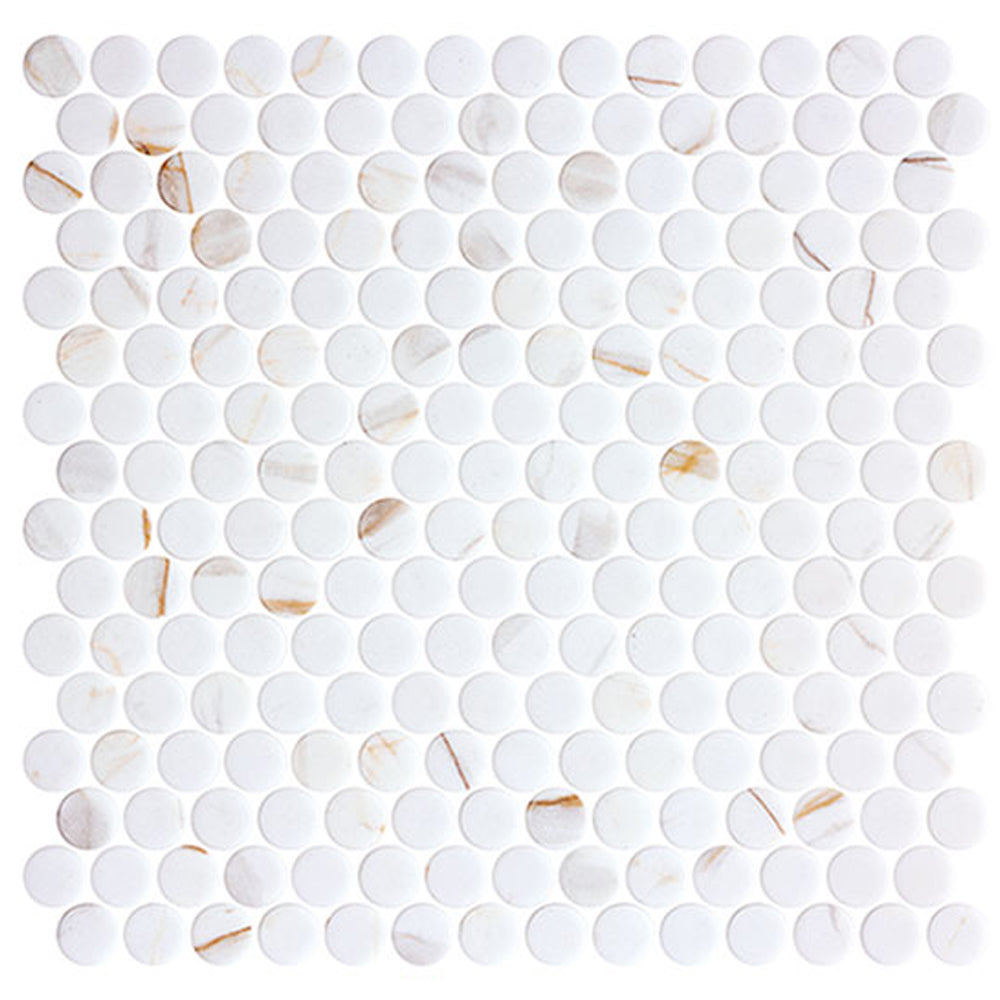 Carolina Dots Penny Round 11.13" x 11.25" Recycled Glass Mosaic