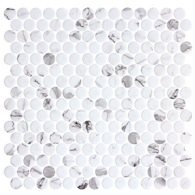Carolina Dots Penny Round 11.13" x 11.25" Recycled Glass Mosaic