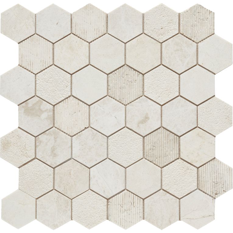 Arizona Tile Marble 2" x 2" Hexagon 11.85" x 11.85" Marble Mosaic
