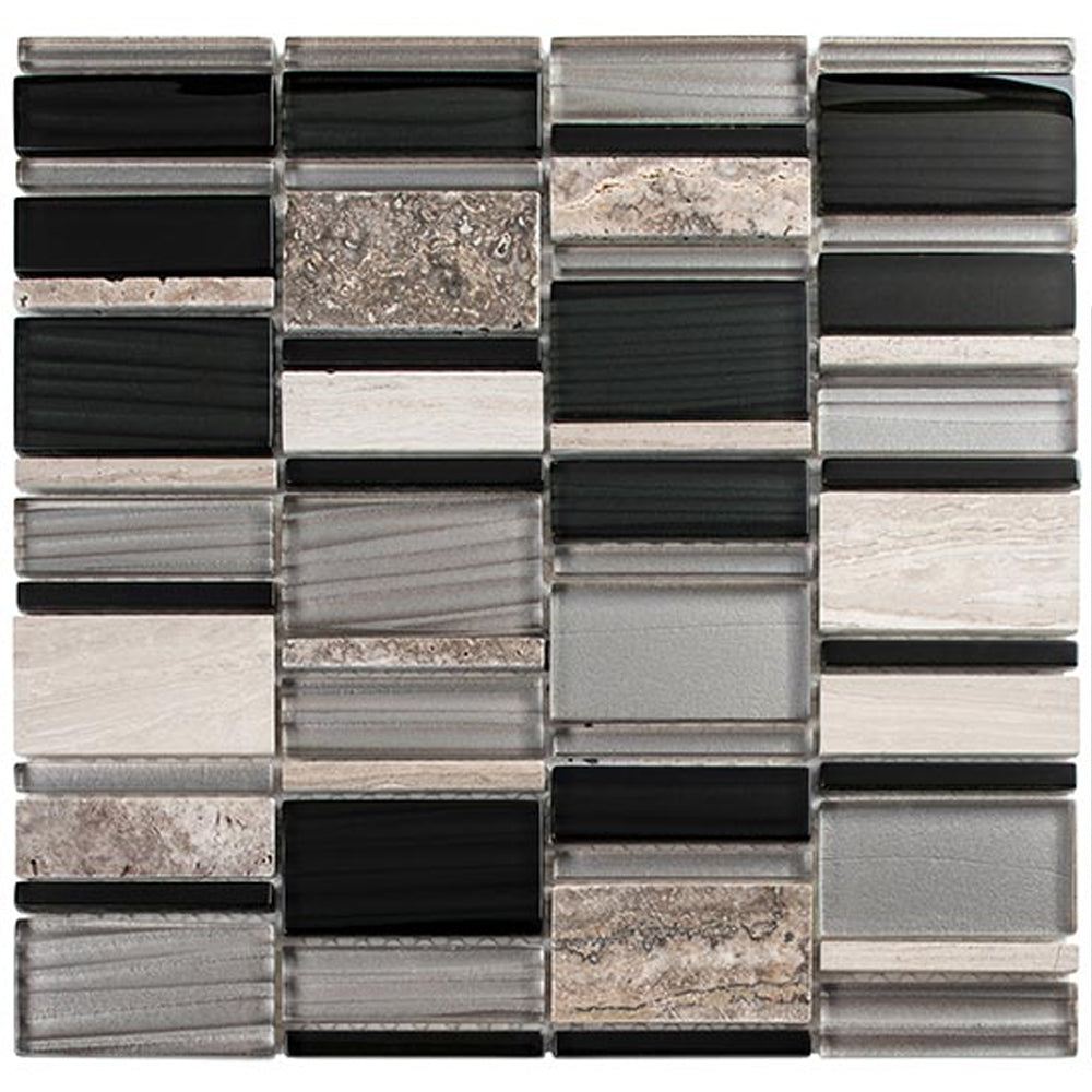Corrugated Offset  11.75" x 11.88" Glass Mosaic