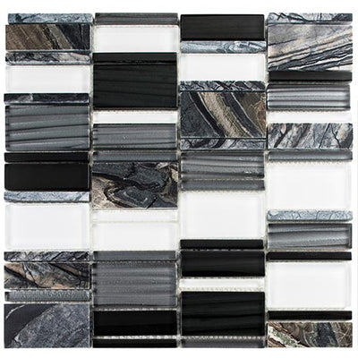 Corrugated Offset  11.75" x 11.88" Glass Mosaic