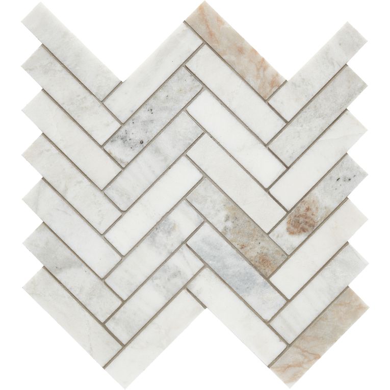 Arizona Tile Marble 1" x 4" Herringbone 11" x 11" Marble Mosaic