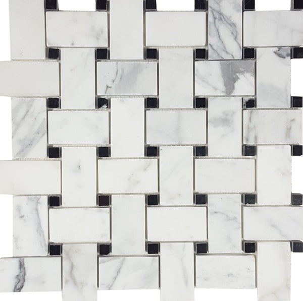 Tesoro Marble Basketweave 10.88" x 10.88" Marble Mosaic