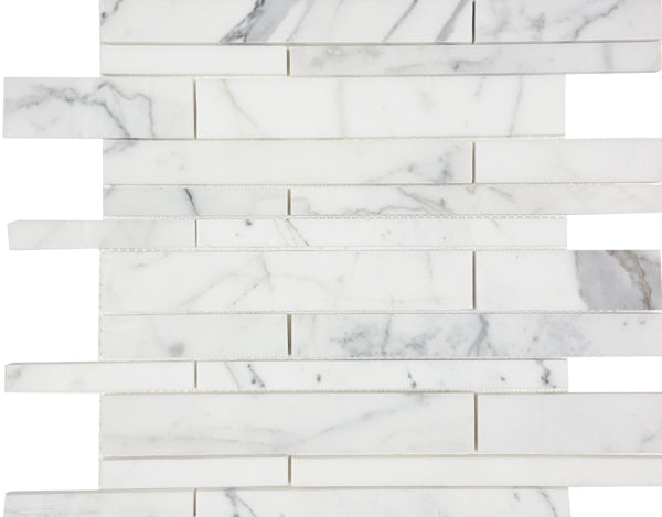 Tesoro Marble Random Strip 10.88" x 11.88" Marble Mosaic