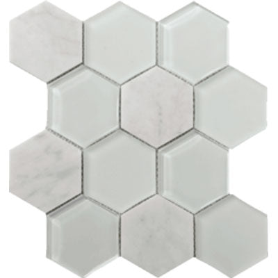 Tesoro Metro Hexagon 8.75" x 10.25" Stone & Glass Mosaic