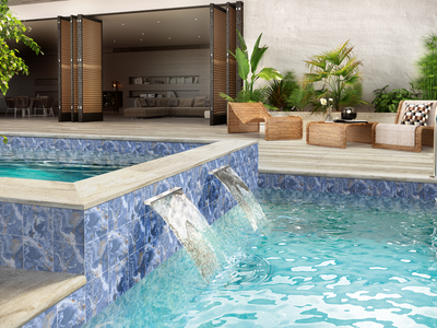 QDI Surfaces Cross 6" x 6" Porcelain Tile Blue