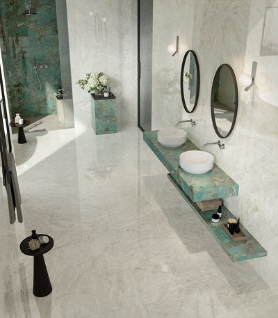 QDI Surfaces Crystal 48" x 48" Porcelain Tile White