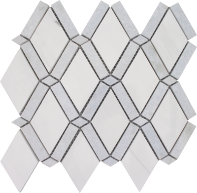 Tesoro Diamond Band Dot 9" x 10" Marble Mosaic