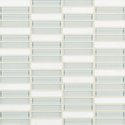 Crossville Ebb & Flow 0.5" x 3" 12" x 12" Natural Stone & Glass Mosaic