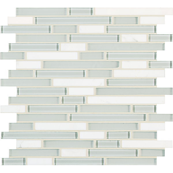 Crossville Ebb & Flow Mixed Linear 12" x 12" Natural Stone & Glass Mosaic