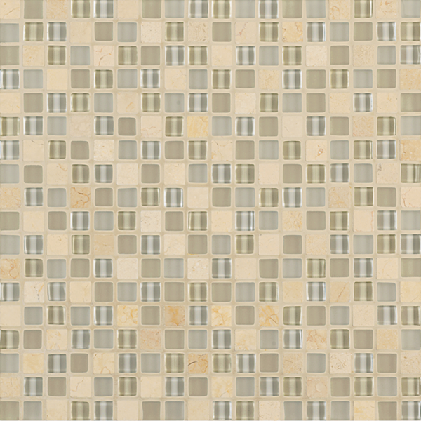Crossville Ebb & Flow 0.5" x 0.5" 12" x 12" Natural Stone & Glass Mosaic