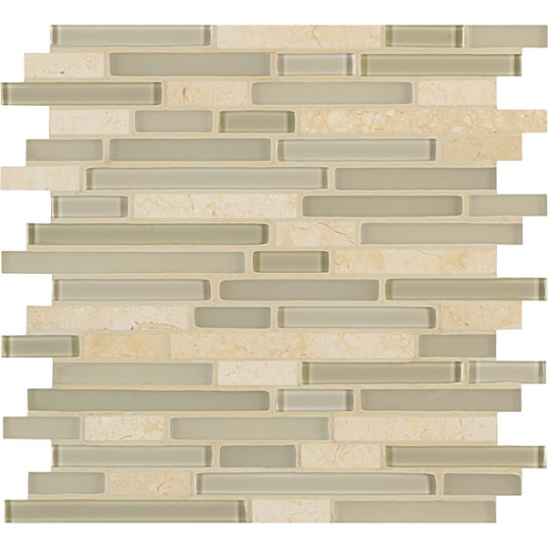 Crossville Ebb & Flow Mixed Linear 12" x 12" Natural Stone & Glass Mosaic