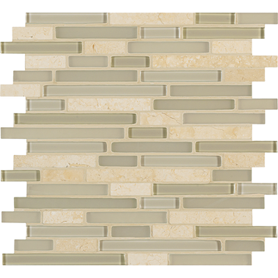 Crossville Ebb & Flow Mixed Linear 12" x 12" Natural Stone & Glass Mosaic