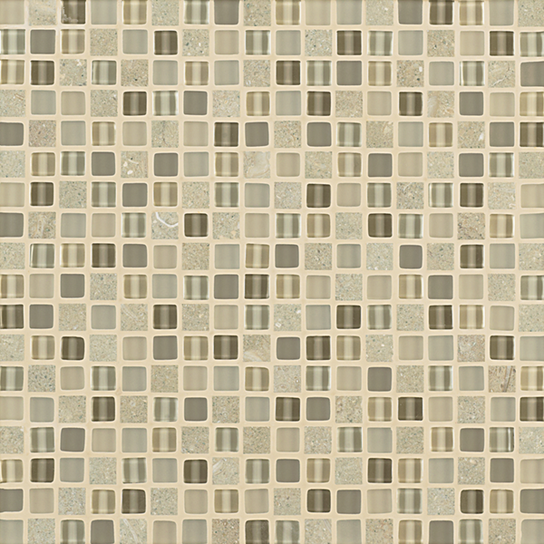 Crossville Ebb & Flow 0.5" x 0.5" 12" x 12" Natural Stone & Glass Mosaic