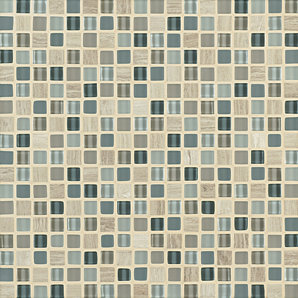 Crossville Ebb & Flow 0.5" x 0.5" 12" x 12" Natural Stone & Glass Mosaic