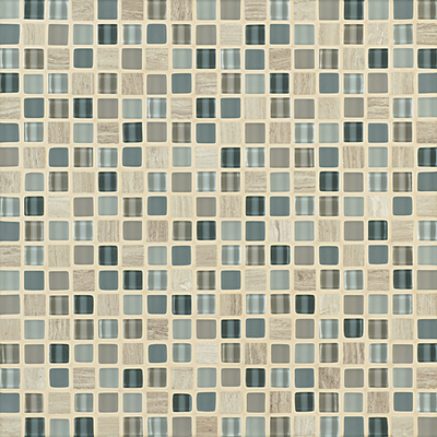 Crossville Ebb & Flow 0.5" x 0.5" 12" x 12" Natural Stone & Glass Mosaic