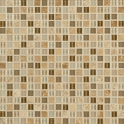 Crossville Ebb & Flow 0.5" x 0.5" 12" x 12" Natural Stone & Glass Mosaic