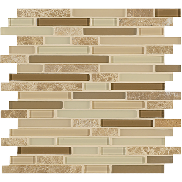Crossville Ebb & Flow Mixed Linear 12" x 12" Natural Stone & Glass Mosaic