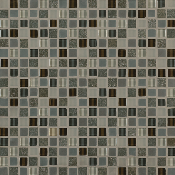 Crossville Ebb & Flow 0.5" x 0.5" 12" x 12" Natural Stone & Glass Mosaic